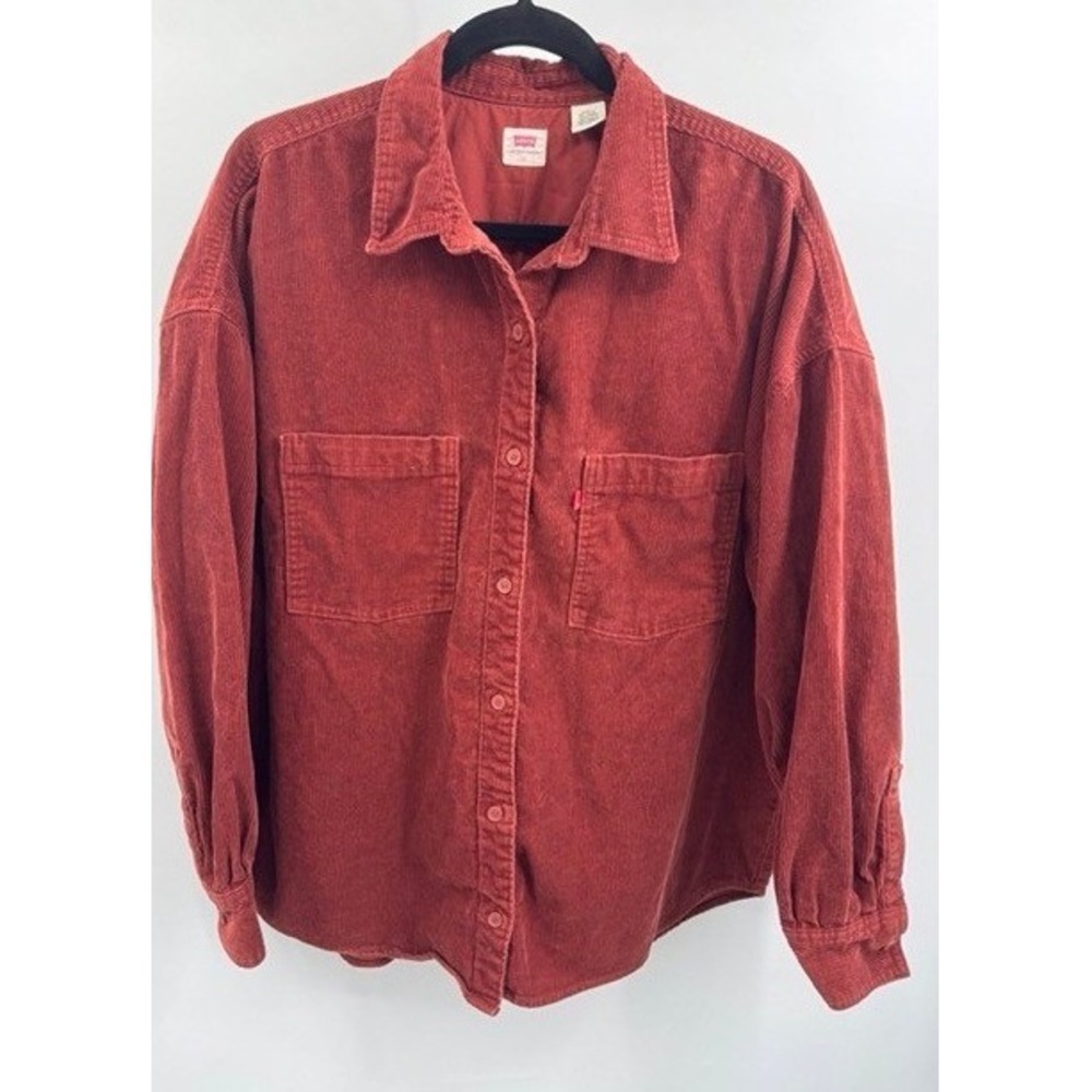 Levis Rust Corduroy Button Up Oversized Shirt Shacket LARGE Gorpcore Grunge